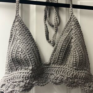 Elegant Gray Crochet Bralette